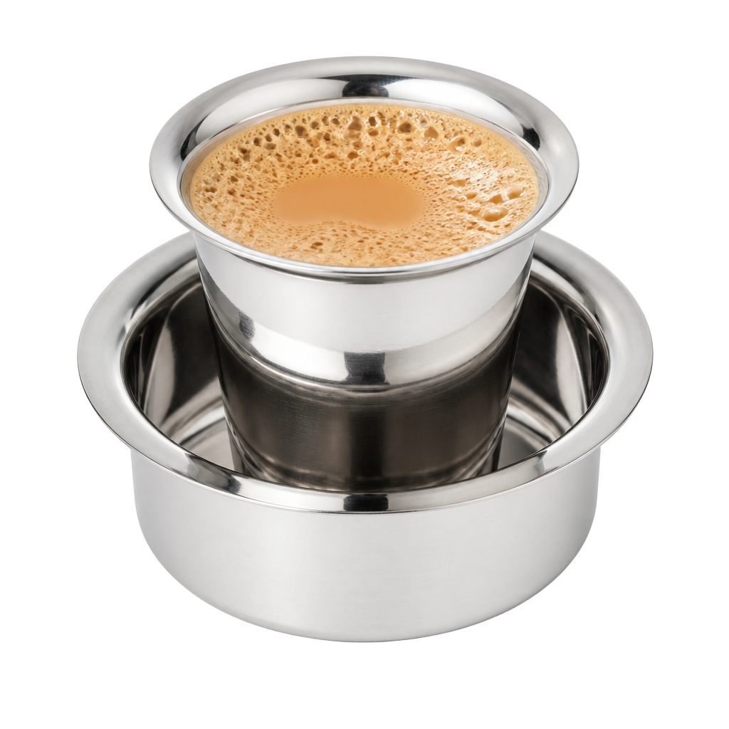 Chai served in a steel davara set